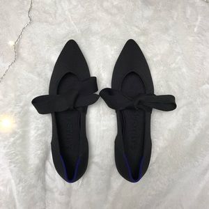 NWT Black Rothy’s Size 7.5 “The Mary Jane” Flats With Tie Bow